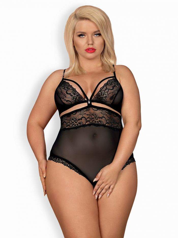 Elegantní body 838 – TED black XXL – Obsessive XXL Čierna