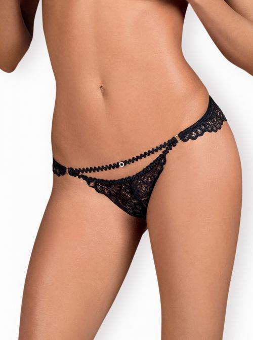 Elegantní kalhotky otevřené Mixty crotchless panties – Obsessive L/XL Čierna