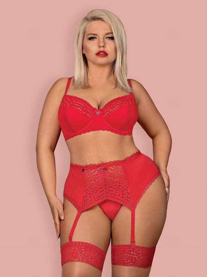 Nádherný set Jolierose set XXL – Obsessive XXL Červená