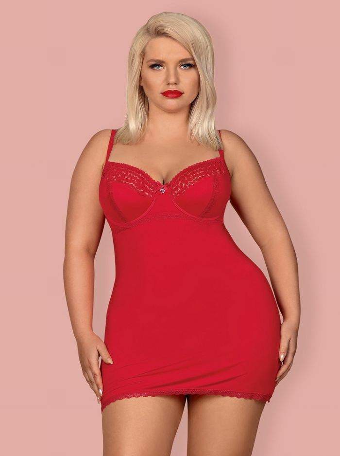 Sexy košilka Jolierose chemise XXL – Obsessive XXL Červená